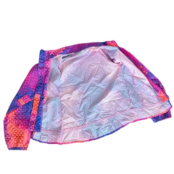 Adidas bright multi color geometric lightweight girls zip up jacket - Picture 3 of 6